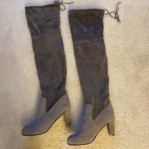 Women's over the knee faux suede boots.